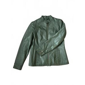 Northern Reflections Dark Green PU Leather Jacket Size Small